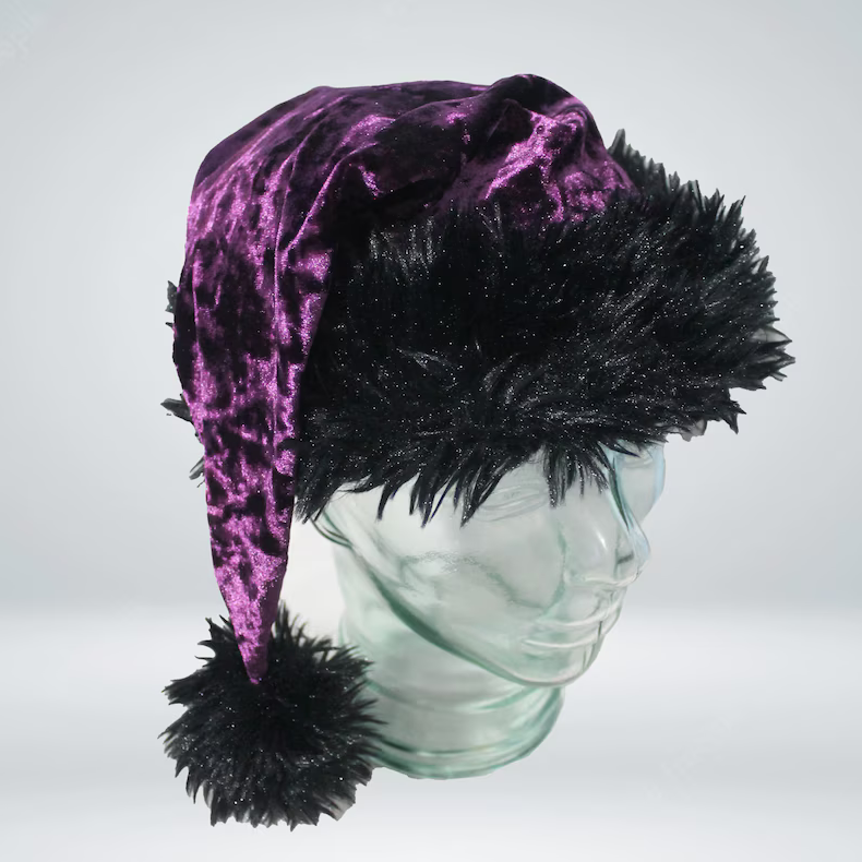 Purple and black Santa hat